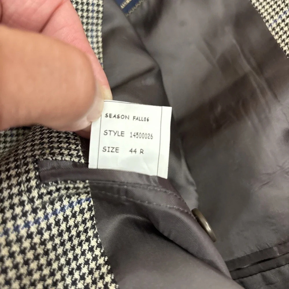 Brooks Brothers  Blazer Sport Coat Mens 44R Wool Houndstooth Tweed Made In Italy